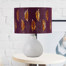 First Choice Lighting Tuscan - White Ceramic Lamp With Burgundy Fern Shade - thumbnail 2