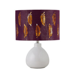 First Choice Lighting Tuscan - White Ceramic Lamp With Burgundy Fern Shade - thumbnail 1
