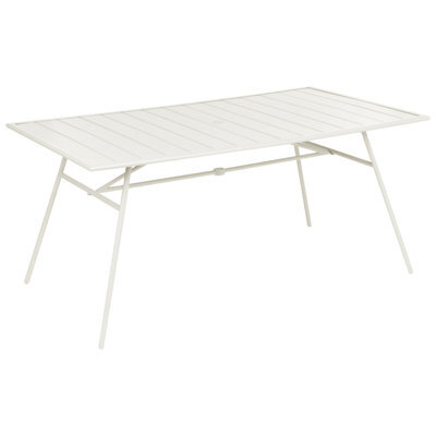 Beliani Garden Dining Table Terenzo 160 Cm 90 Cm Metal Light Beige - image 1