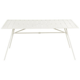 Beliani Garden Dining Table Terenzo 160 Cm 90 Cm Metal Light Beige - thumbnail 4