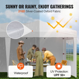 Vevor 10X20 Ft Pop Up Canopy, Instant Gazebo With 3 Sidewalls & 2 Windows, Height Adjustable Shelter - thumbnail 3
