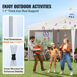 Vevor 10X20 Ft Pop Up Canopy, Instant Gazebo With 3 Sidewalls & 2 Windows, Height Adjustable Shelter - thumbnail 4