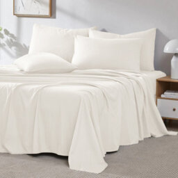 Ameha Cream Flat Sheet 100% Egyptian Cotton Bedsheet Breathable Non Iron Fade Resistant Hotel Quality Double Size 225X275 Cm - thumbnail 7