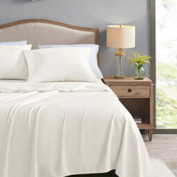 Ameha Cream Flat Sheet 100% Egyptian Cotton Bedsheet Breathable Non Iron Fade Resistant Hotel Quality Double Size 225X275 Cm - thumbnail 9