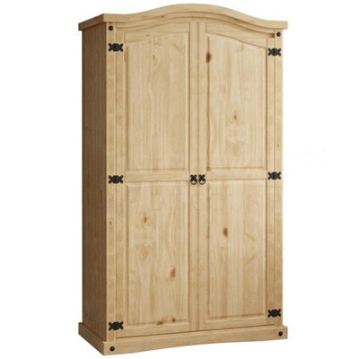 2 Door Wardrobe Solid Pine Wood Mexican Bedroom Furniture Storage - image 1