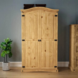 2 Door Wardrobe Solid Pine Wood Mexican Bedroom Furniture Storage - thumbnail 4
