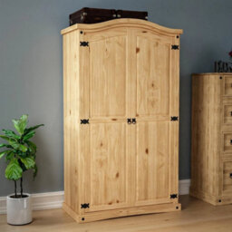 2 Door Wardrobe Solid Pine Wood Mexican Bedroom Furniture Storage - thumbnail 5