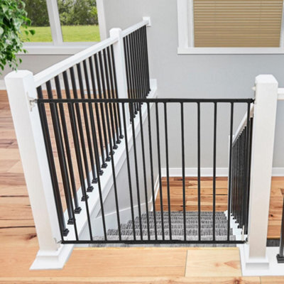 Safetots Top Of The Stairs Screw Fitted Stair Gate, Black Metal, 62.5Cm - 106.8Cm, Metal Baby Gate, Safety Barrier - image 1