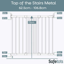 Safetots Top Of The Stairs Screw Fitted Stair Gate, Black Metal, 62.5Cm - 106.8Cm, Metal Baby Gate, Safety Barrier - thumbnail 3