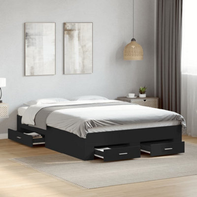 Berkfield Bed Frame With Drawers Without Mattress Black 135X190 Cm Double - image 1