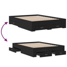Berkfield Bed Frame With Drawers Without Mattress Black 135X190 Cm Double - thumbnail 7