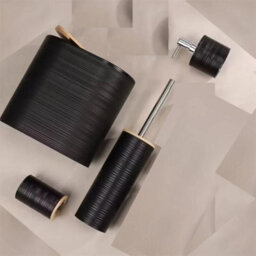 Black Practical 4Pc Bathroom Accessories Set Bin Soap Dispenser Toothbrush Tumbler 3Lt - thumbnail 4