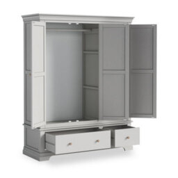 Colette Grey Triple Wardrobe With 2 Drawers - By Roseland Furniture - thumbnail 8