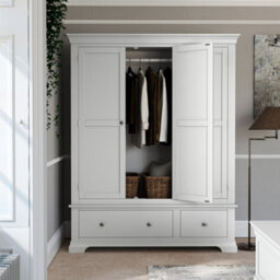 Colette Grey Triple Wardrobe With 2 Drawers - By Roseland Furniture - thumbnail 2