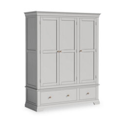 Colette Grey Triple Wardrobe With 2 Drawers - By Roseland Furniture - thumbnail 4