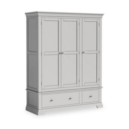Colette Grey Triple Wardrobe With 2 Drawers - By Roseland Furniture