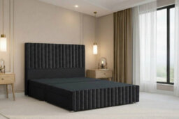 "Nexus Verona Plush Divan, Black, 54"" Hb + 12"" Fb, No Drawers, Open Coil Mattress, Double" - thumbnail 3