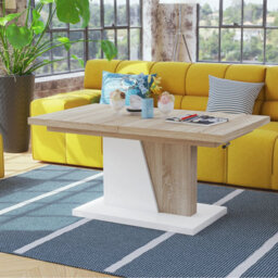 Heze Furniture Gala 2 In 1 Extending Coffee / Dining Table - Sonoma Oak / White - thumbnail 3