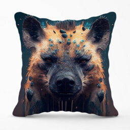Warren Reed Designer Hyena Face Splashart Dark Background Cushions 45Cm X 45Cm - thumbnail 1