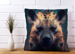 Warren Reed Designer Hyena Face Splashart Dark Background Cushions 45Cm X 45Cm - thumbnail 2
