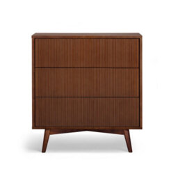 Teamson Home Tremolo Chest Of Drawers 3 Fluted Push-Open Drawer Bedroom Dresser, Walnut - thumbnail 6