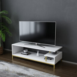 Decorotika Reilly Tv Stand Tv Unit For Tv's Up To 55 Inch Gold And White - thumbnail 2