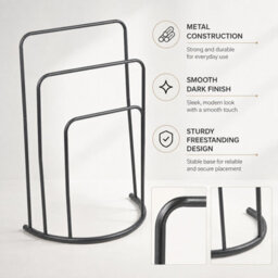 Billtix 3 Tier Freestanding Metal Bathroom Towel Holder Drying Rail Storage Stand, In Black. - thumbnail 8