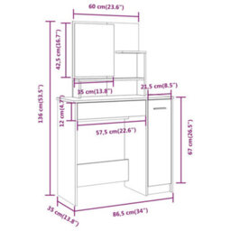 Vidaxl Dressing Table With Mirror Concrete Grey 86.5X35X136 Cm - thumbnail 9