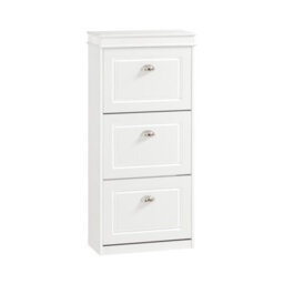 Sobuy Fsr94-W, Shoe Rack Cabinet With 3 Flip Drawers, Slim Shoe Storage Cabinet Hallway, Wooden Cupboard, White - thumbnail 1