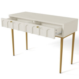 Btm White Dressing Table With 2 Drawers, Highboard Chest Of Drawers For Bedroom, Cream-White, H76.5 X W100 X D45 Cm - thumbnail 7