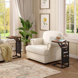 Side Table With Charging Station Sofa Side Table With Storage Bag Bedside Table - thumbnail 4