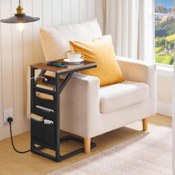 Side Table With Charging Station Sofa Side Table With Storage Bag Bedside Table - thumbnail 3