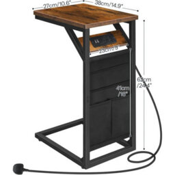 Side Table With Charging Station Sofa Side Table With Storage Bag Bedside Table - thumbnail 2
