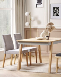 Beliani Set Of 2 Dining Chairs Phola Fabric Grey - thumbnail 2