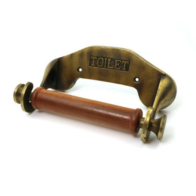 Oakcrafts - Antique Cast Iron Victorian Style Toilet Roll Holder - Brass Finish - image 1