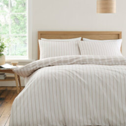 Bianca Fine Linens Ashford Stripe 200 Tc Cotton Percale Reversible Single Duvet Cover Set With Pillowcase Natural - thumbnail 2