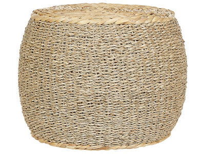 Beliani Seagrass Pouffe Water Hyacinth 40Cm Stool Side Table, Beige - image 1