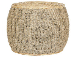 Beliani Seagrass Pouffe Water Hyacinth 40Cm Stool Side Table, Beige - thumbnail 1