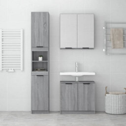 Berkfield Stylish 3 Piece Bathroom Cabinet Set Grey Sonoma Engineered Wood - thumbnail 3