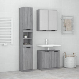 Berkfield Stylish 3 Piece Bathroom Cabinet Set Grey Sonoma Engineered Wood - thumbnail 2