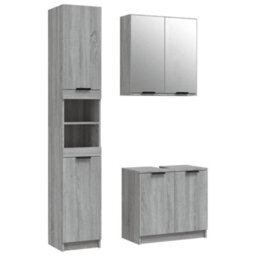 Berkfield Stylish 3 Piece Bathroom Cabinet Set Grey Sonoma Engineered Wood - thumbnail 1