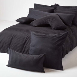 Homescapes Black Egyptian Cotton Satin Stripe Housewife Pillowcase 330 Tc - thumbnail 5