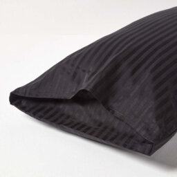 Homescapes Black Egyptian Cotton Satin Stripe Housewife Pillowcase 330 Tc - thumbnail 3