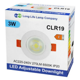 Long Life Lamps Company 3W Adjustable Round Led Recessed Ceiling Downlight 6500K Clr19 - thumbnail 9