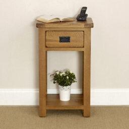 The Furniture Market Rustic Oak Console Table With 1 Drawer - thumbnail 2