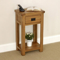 The Furniture Market Rustic Oak Console Table With 1 Drawer - thumbnail 3