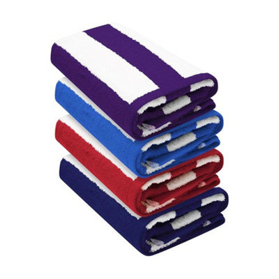 K Collection Cabana Striped Beach Towel (Pack Of 4) Navy/red/purple/blue (One Size) - image 1