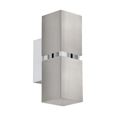 Satin Nickel Chrome Wall Light With Square Shades And Gu10 Bulbs - image 1