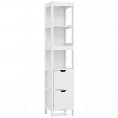 Slim Wooden Linen Tower Tall Bathroom Storage Cabinet - image 1