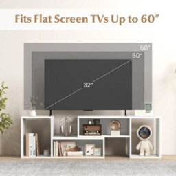 2 Piece Console Tv Stand Tv Media Table For 50 55 60 Inch Tv White - thumbnail 6
